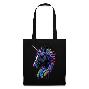 Rainbow Splash Einhorn - Stoffbeutel - Schwarz - Vorne