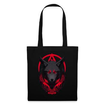 Red and Black Wolf Head with Fiery Eyes - Tote Bag - black - Front