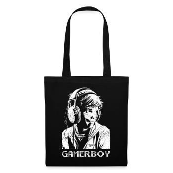 Gamerboy - weiß - Stoffbeutel - Schwarz - Vorne