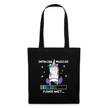 Installation des muscles, veuillez patienter Chemise Funny Unicorn - Sac en tissu - noir - Devant