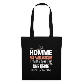 Homme Fantastique Reine Couple Cadeau Amour Humour - Sac en tissu - noir - Devant