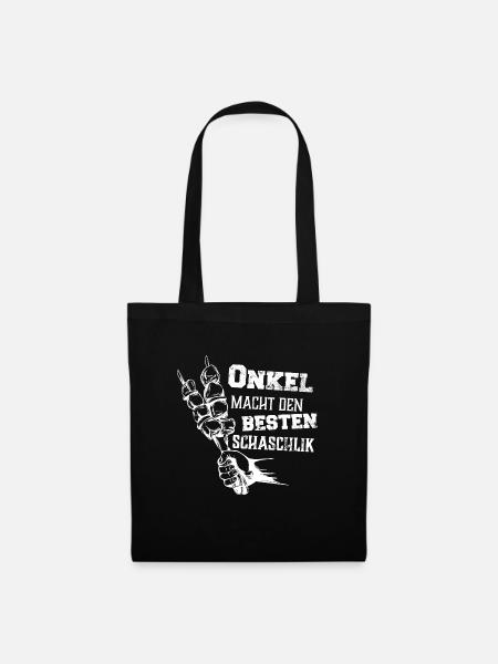 Onkel macht den besten Schaschlik Grill Geschenk - Stoffbeutel - Schwarz