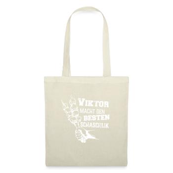 Viktor macht den besten Schaschlik Grill Geschenk - Stoffbeutel - Natur - Vorne