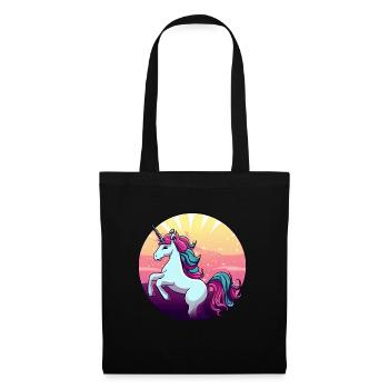 Einhorn springt Sunset - Stoffbeutel - Schwarz - Vorne