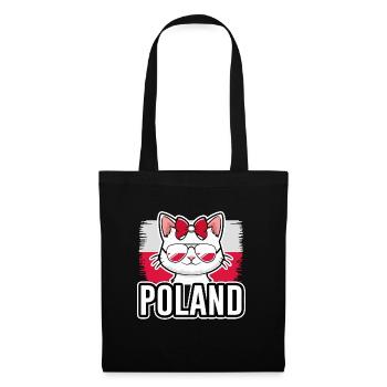 Polen Katze Fußball Katzenliebhaber - Stoffbeutel - Schwarz - Vorne