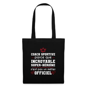 cadeau incroyable super héroïne coach sportive - Sac en tissu - noir - Devant