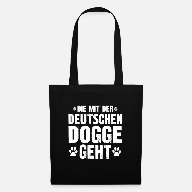 Die mit der Deutschen Dogge geht - Stoffbeutel - Schwarz