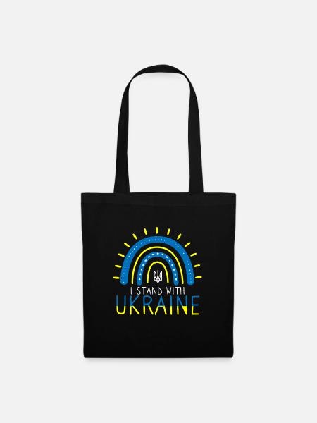 I Stand With Ukraine Regenbogen Ukraine - Stoffbeutel - Schwarz