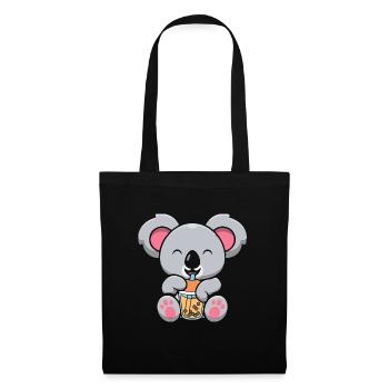 Bubble Milk Tea Koala Drinking Boba Milk Tea - Stoffbeutel - Schwarz - Vorne
