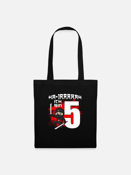 Ich Bin Schon 5 Ninja Junge 5 Jahre 5. Geburtstag - Stoffbeutel - Schwarz