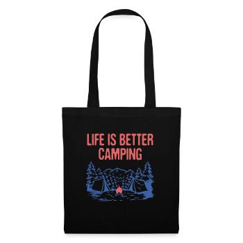 Life is Better Camping Motivational Quote Camper - Stoffbeutel - Schwarz - Vorne