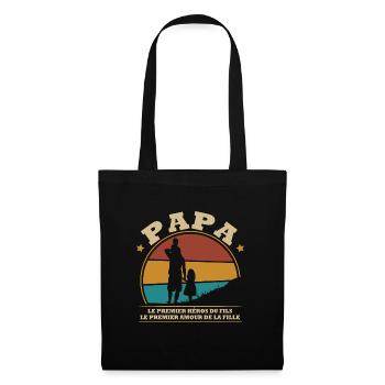 Papa: le premier héros du fils - Sac en tissu - noir - Devant