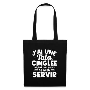 J ai une tata cinglée - Sac en tissu - noir - Devant
