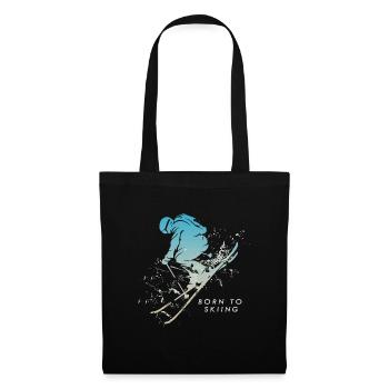 ski skiing born to skiing sports d hiver après ski - Sac en tissu - noir - Devant