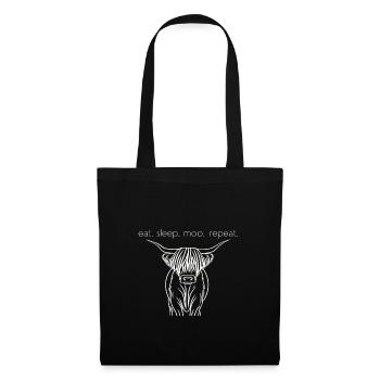 Eat Sleep Moo Repeat Hochlandrind Stil - Stoffbeutel - Schwarz - Vorne