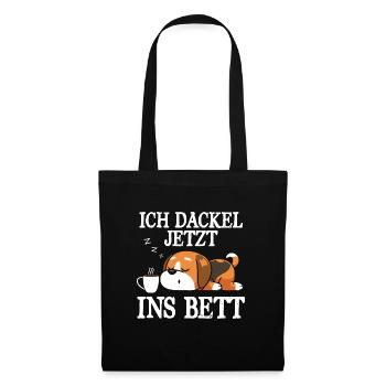 I Teckel Maintenant Au Lit Chemise De Sommeil Teckel - Sac en tissu - noir - Devant