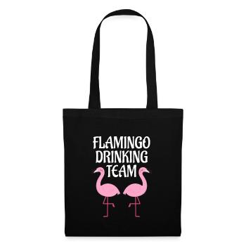 FLAMINGO DRINKING TEAM Party Alkohol Sekt Wein - Stoffbeutel - Schwarz - Vorne