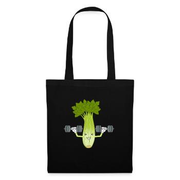 Celery Lifting Weights Ironic Leek Gym Workout - Tote Bag - black - Front