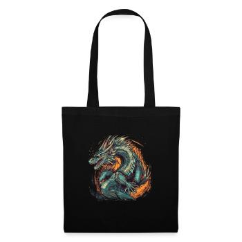 Drache mystisch Lindwurm Monster Ungeheuer Biest - Stoffbeutel - Schwarz - Vorne