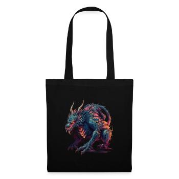 Drache mystisch Lindwurm Monster Ungeheuer Biest - Stoffbeutel - Schwarz - Vorne