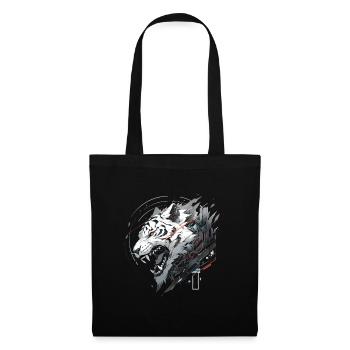 Mecha Tier Tiger Wolf Fuchs Dino Bär Cyborg - Stoffbeutel - Schwarz - Vorne