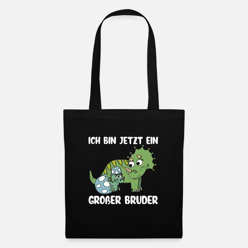 Ich bin jetzt ein großer Bruder Dino - Stoffbeutel - Schwarz