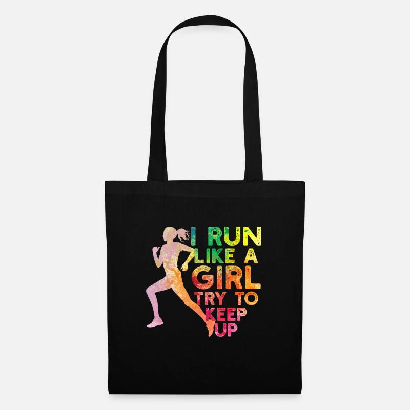 I Run Like A Girl Try To Keep Up A Track And Field - Stoffbeutel - Schwarz