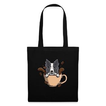 Border Collie au café pour les amateurs de café - Sac en tissu - noir - Devant
