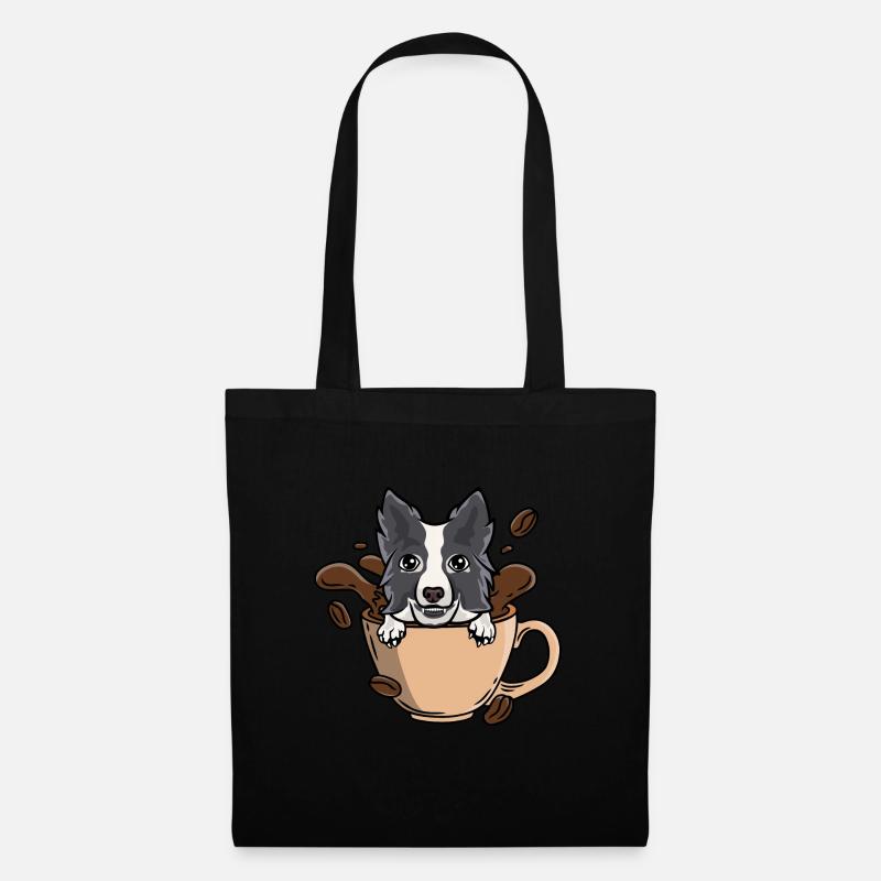 Border Collie in Coffee for Coffee Lovers - Tote Bag - black