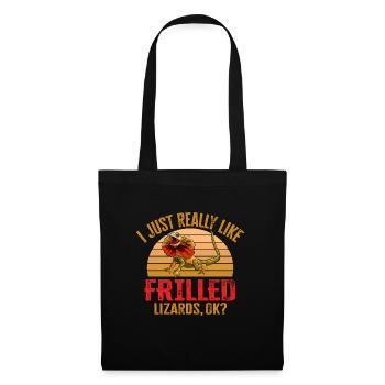 Kragenechse Frilled-neck lizard Reptil Herpetologe - Stoffbeutel - Schwarz - Vorne