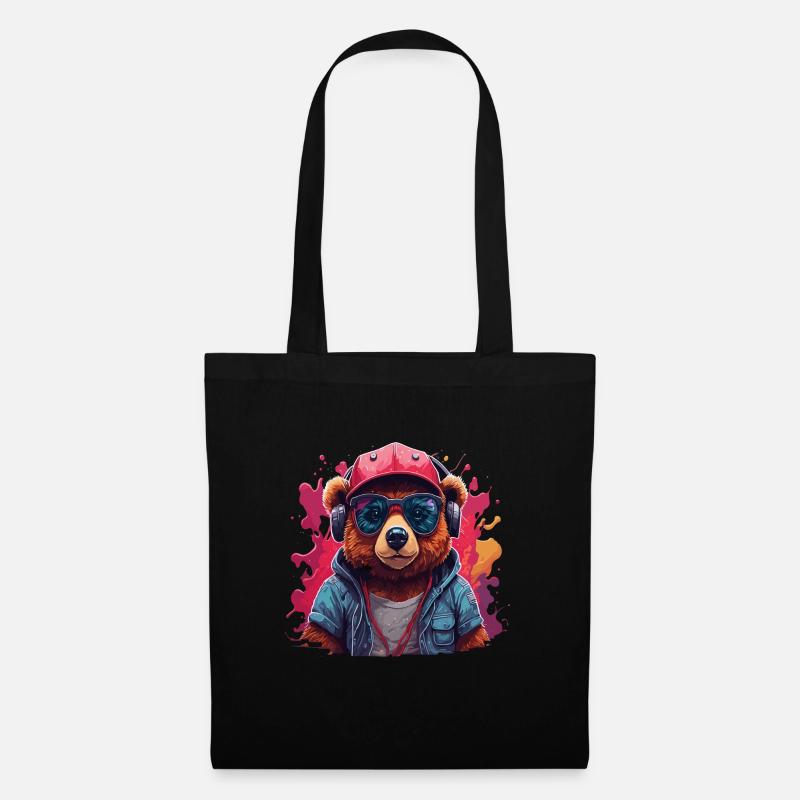 bär Tier Kunst I cooles niedliches bär - Stoffbeutel - Schwarz