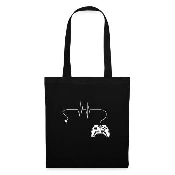 Gamer Gaming Herzschlag Herzfrequenz - Stoffbeutel - Schwarz - Vorne