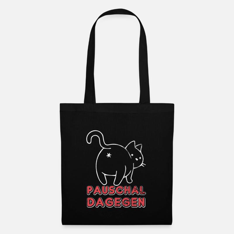 Katze Pauschal Dagegen - Stoffbeutel - Schwarz