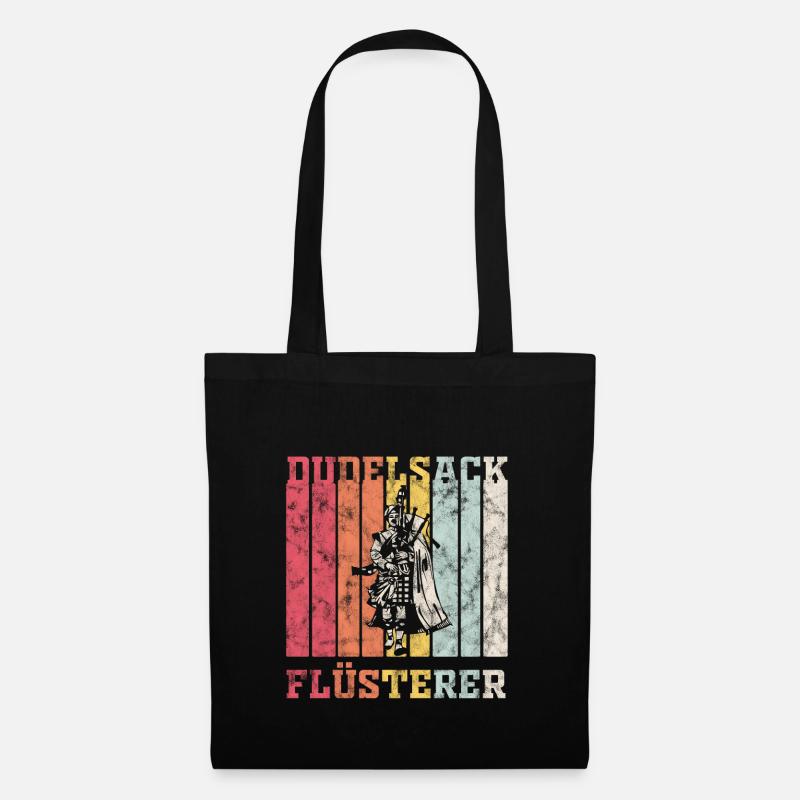 Dudelsack Flüsterer Retro Geschenk - Stoffbeutel - Schwarz
