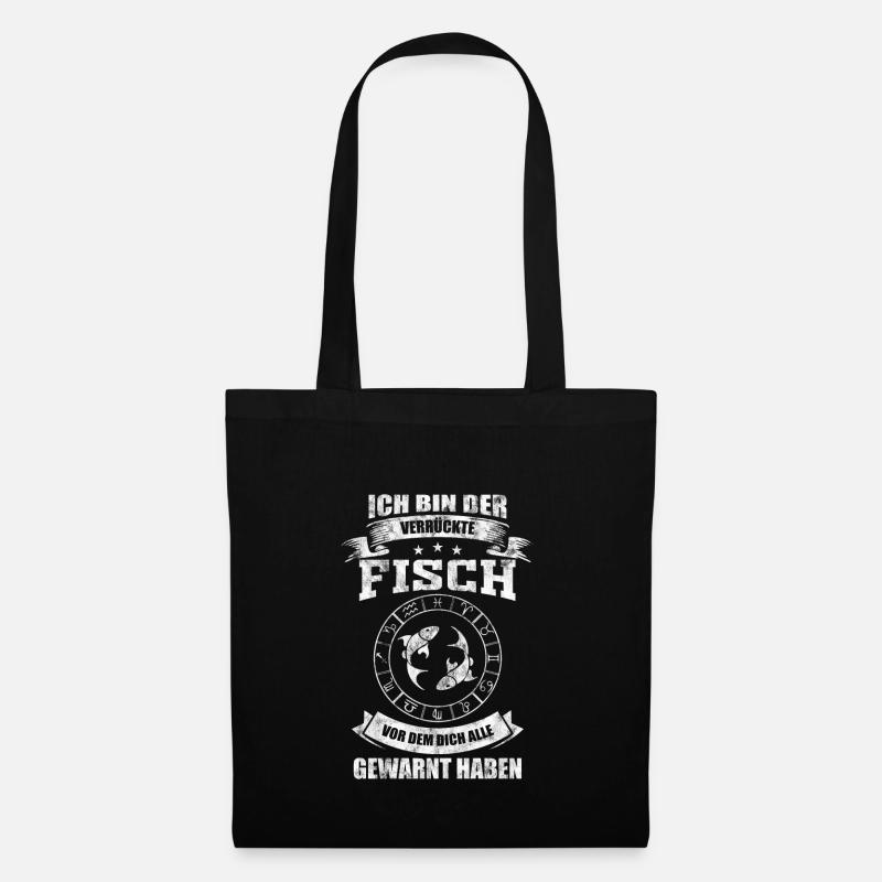Sternzeichen Fisch lustiges Spruch Geschenk - Stoffbeutel - Schwarz