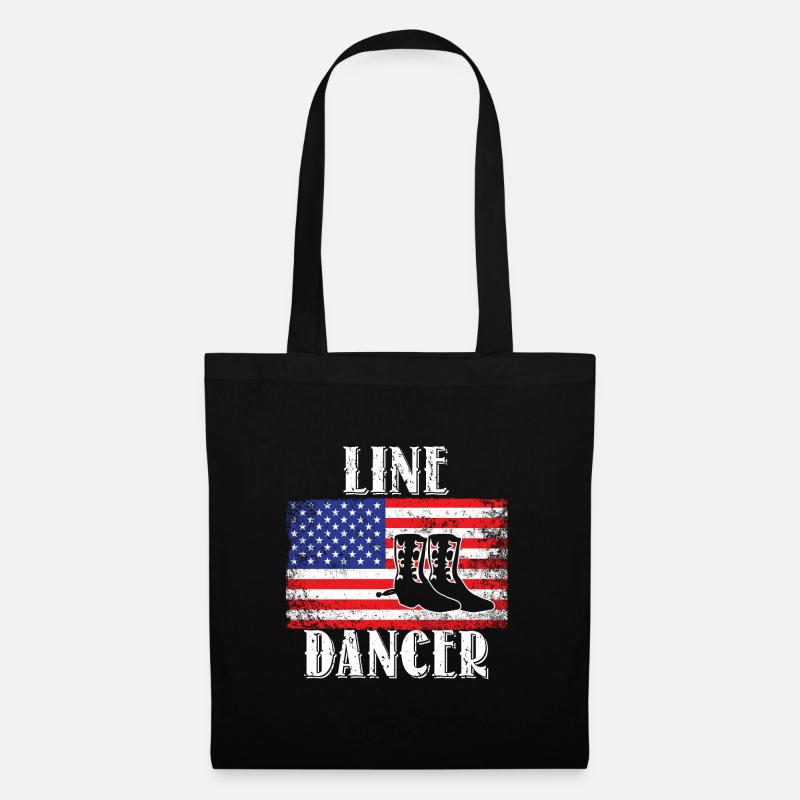 Linedance Line Dancer USA Flagge - Stoffbeutel - Schwarz