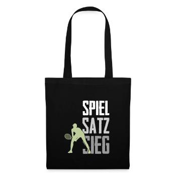 Tennis Spiel Satz Sieg - Stoffbeutel - Schwarz - Vorne