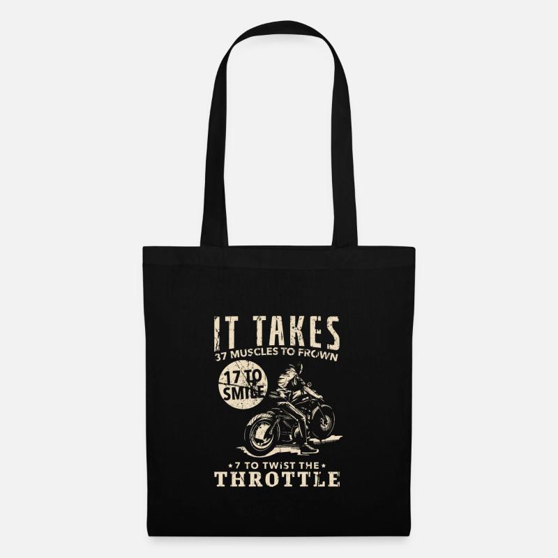 Biker It Takes 7 Muscles To Twist The Throttle - Stoffbeutel - Schwarz