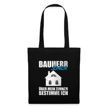 Lustiges Bauherr Junior Geschenk - Stoffbeutel - Schwarz - Vorne