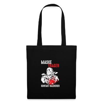 Maske tragen und Kontakte halbieren - Stoffbeutel - Schwarz - Vorne