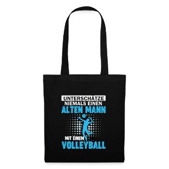 alter Mann mit einem Volleyball - Stoffbeutel - Schwarz - Vorne