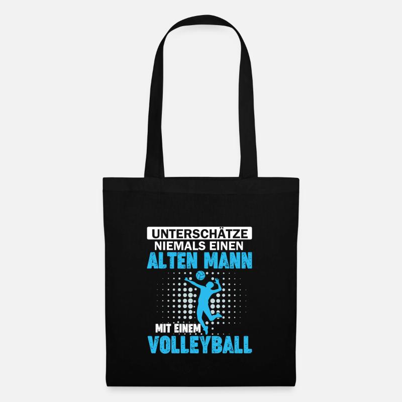 alter Mann mit einem Volleyball - Stoffbeutel - Schwarz