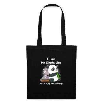 Koala Panda Essen Schlafen Relax Chillen Geschenk - Stoffbeutel - Schwarz - Vorne
