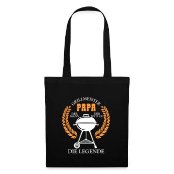 Grillmeister Papa Mann Geschenkidee - Stoffbeutel - Schwarz - Vorne
