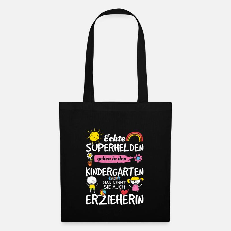 Echte Superhelden - Erzieherin Geschenkidee - Stoffbeutel - Schwarz