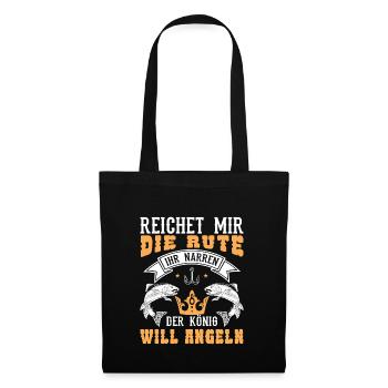 Angler Angeln Fischen Fischer Geschenkidee - Stoffbeutel - Schwarz - Vorne