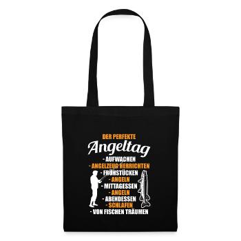 Angler Angel Angeltag - Stoffbeutel - Schwarz - Vorne