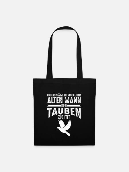 Alter Mann - Tauben | Taubenzüchter Retro - Stoffbeutel - Schwarz