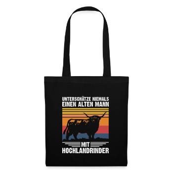 Old man | Highland Beef Retro Style - Tote Bag - black - Front