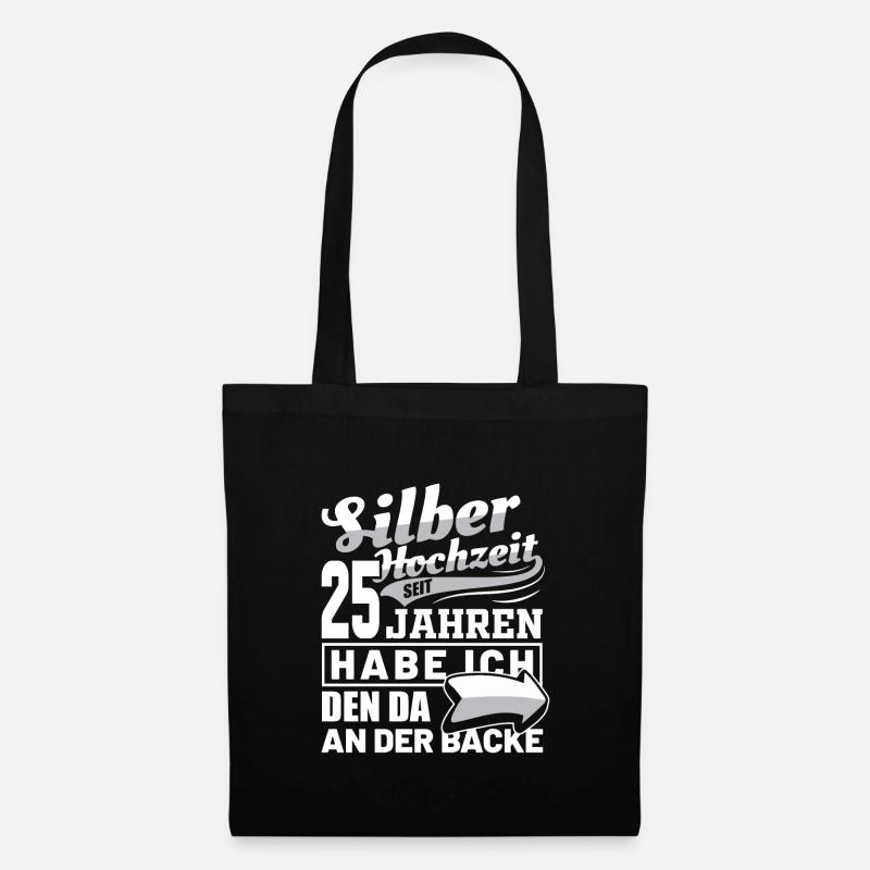 Silberhochzeit Hochzeitstag Ehe Frau Geschenkidee - Stoffbeutel - Schwarz